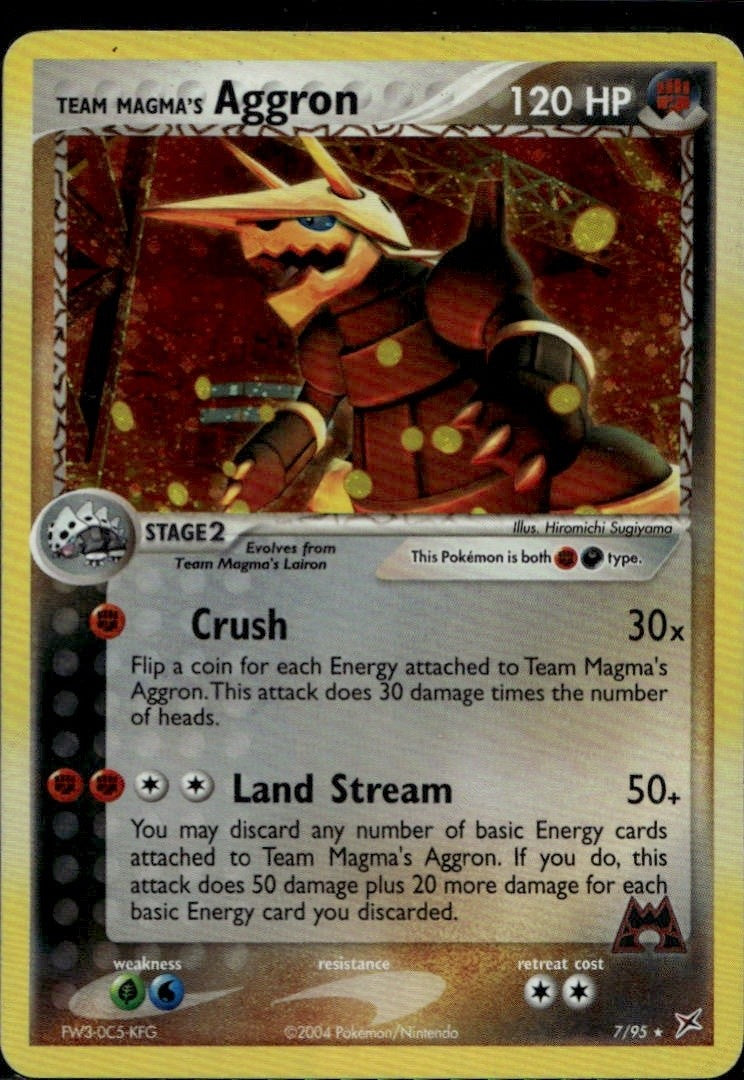Team Magma's Aggron Holofoil Holo Rare Team Magma vs Team Aqua 7/95 NM