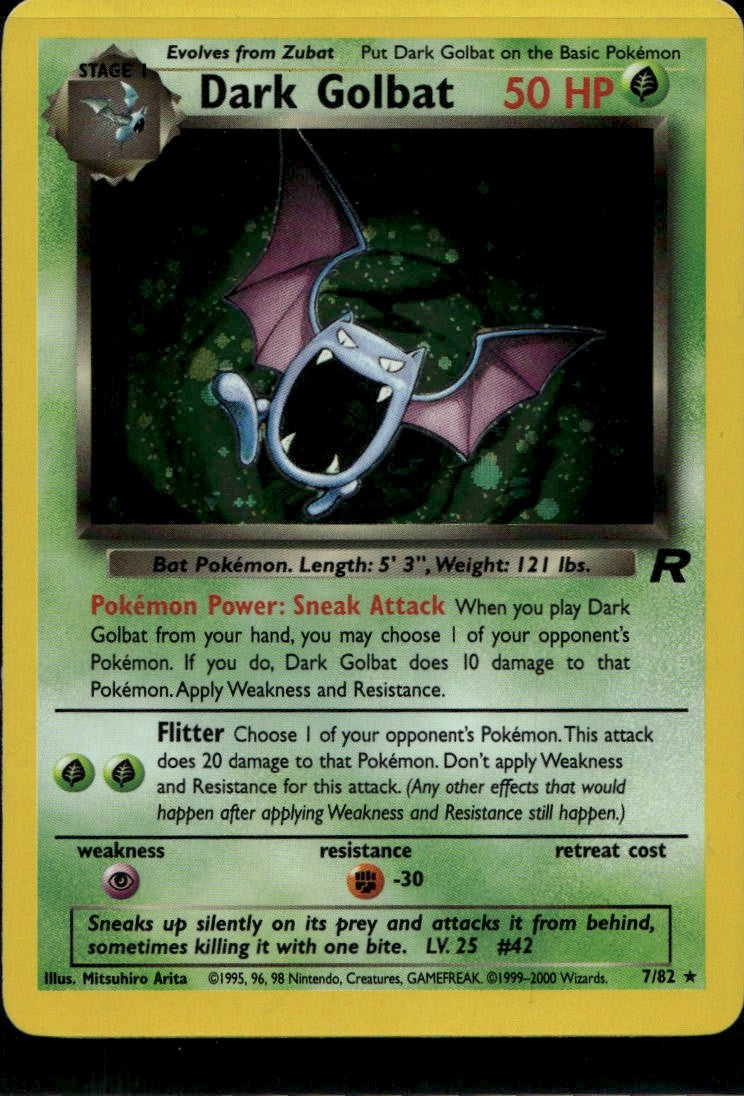 Dark Golbat (7) Unlimited Holofoil Holo Rare Team Rocket 07/82 LP
