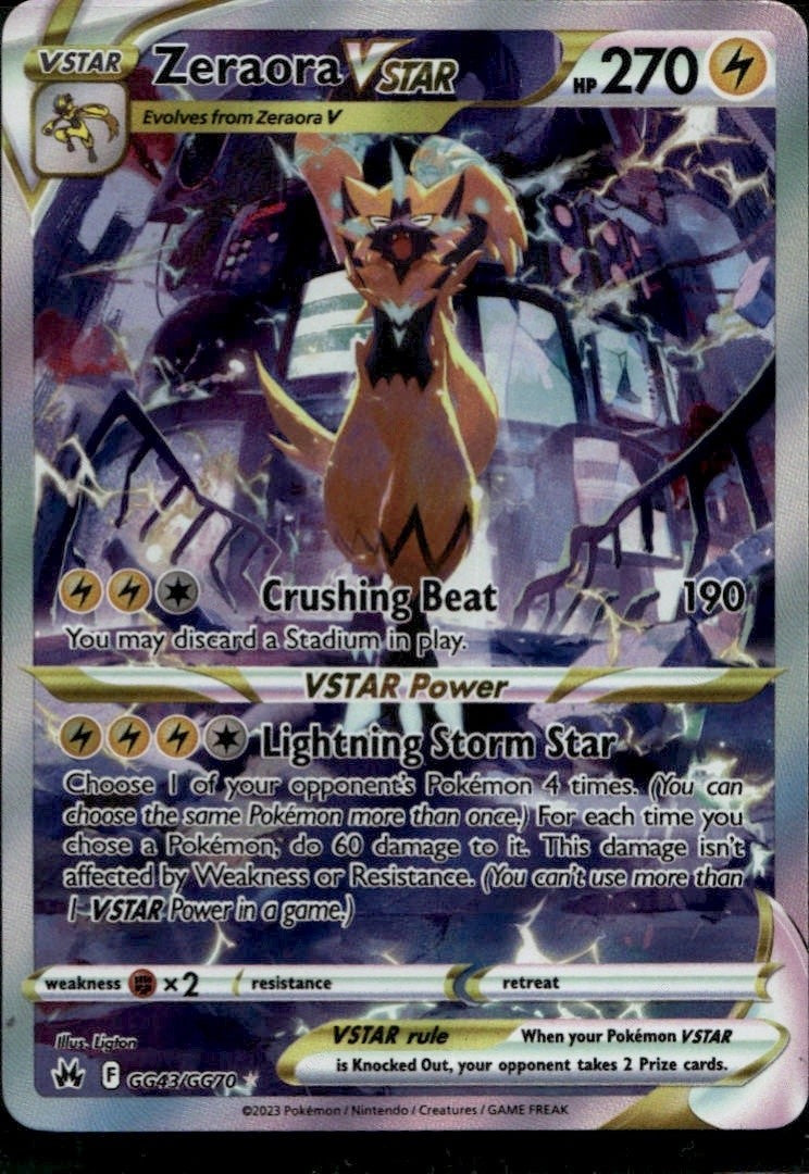 Zeraora VSTAR Holofoil Ultra Rare Crown Zenith: Galarian Gallery GG43/GG70 NM