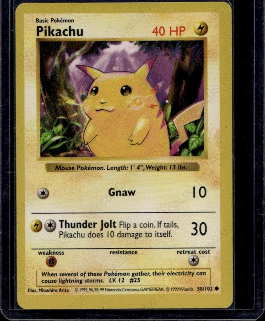 Pikachu Unlimited Common Base Set (Shadowless) 058/102 LP