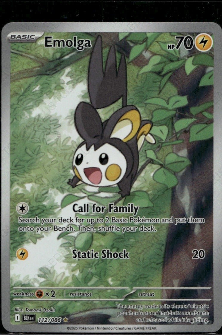 Emolga - Illustration Rare SV: Black Bolt 112/086 NM