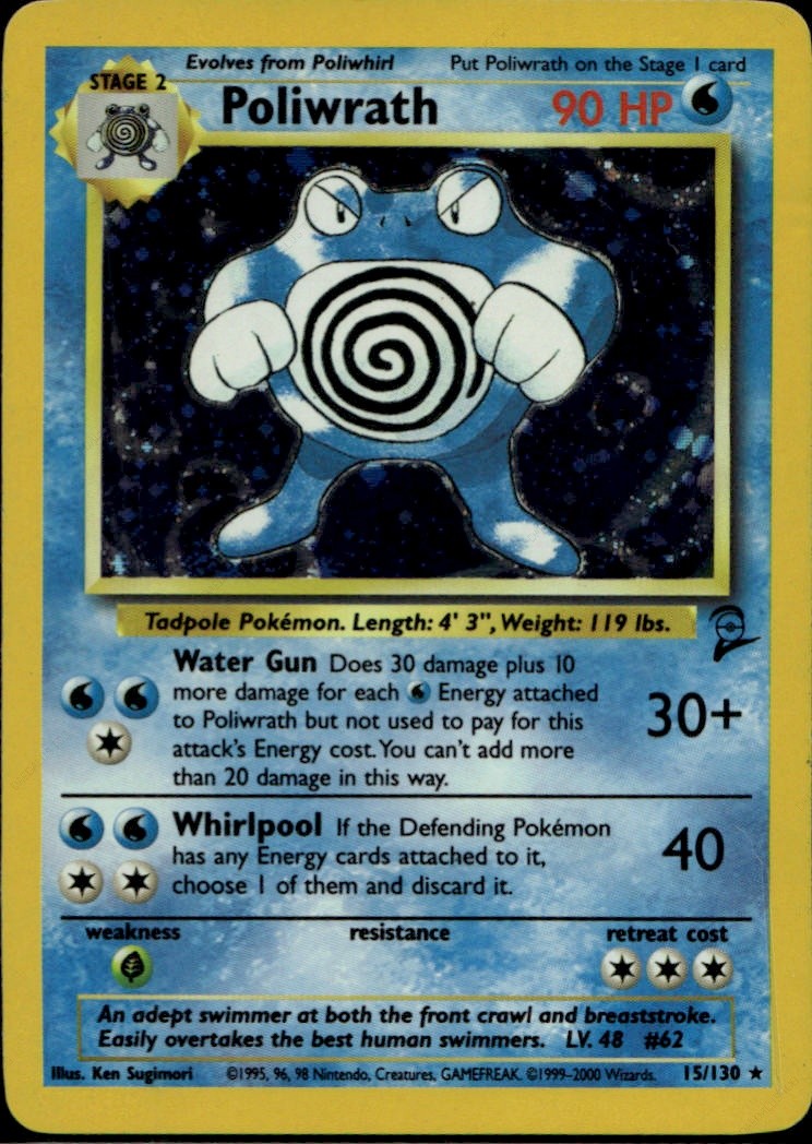 Poliwrath Holofoil Holo Rare Base Set 2 015/130 LP