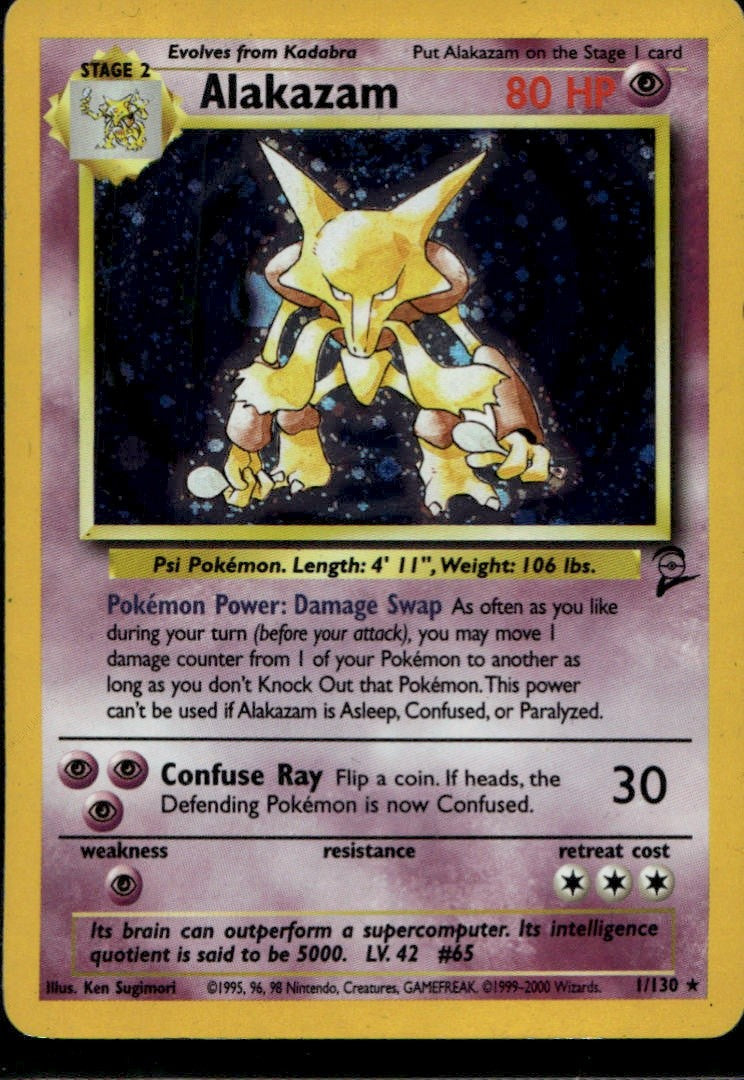Alakazam Holofoil Holo Rare Base Set 2 001/130 LP