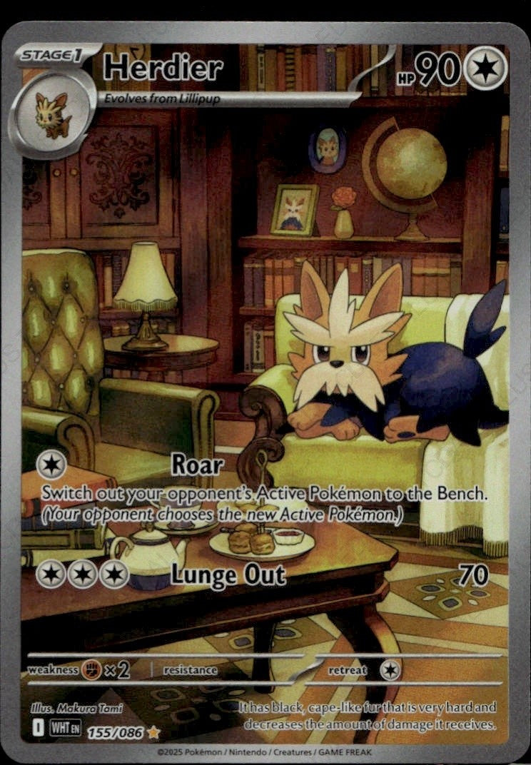 Herdier - 155/086 Illustration Rare SV: White Flare 155/086 NM