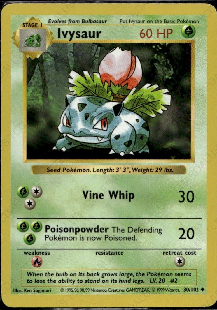 Ivysaur Unlimited Uncommon Base Set (Shadowless) 030/102 LP