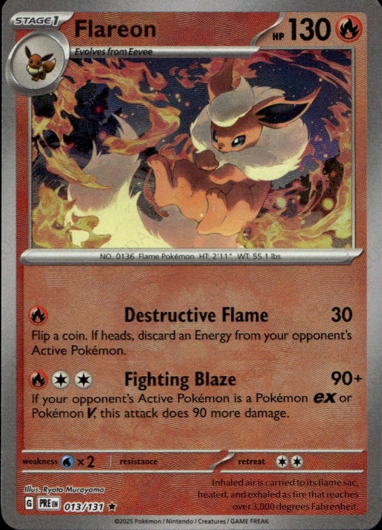 Flareon (Master Ball Pattern) Rare SV: Prismatic Evolutions 013/131 NM