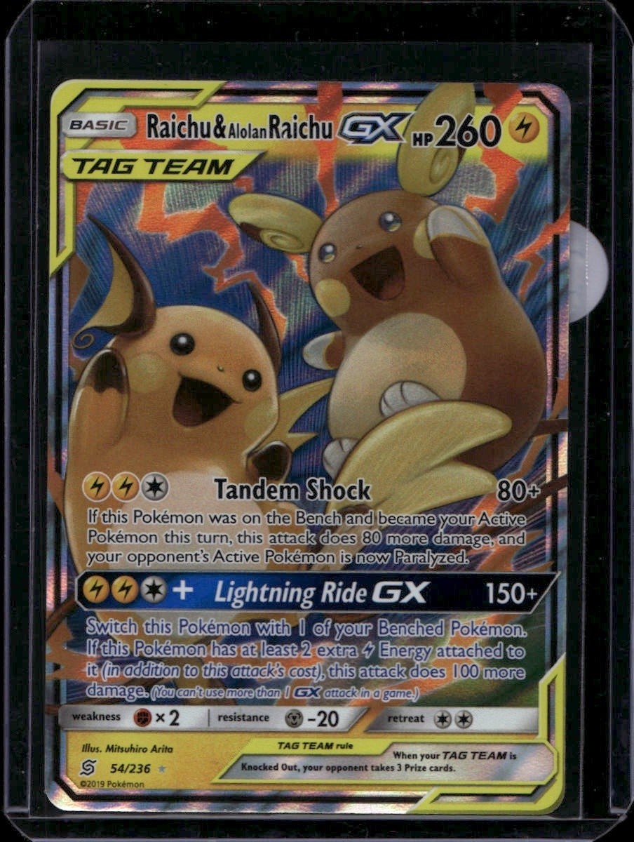 Raichu & Alolan Raichu GX Holofoil Ultra Rare SM - Unified Minds 54/236 NM