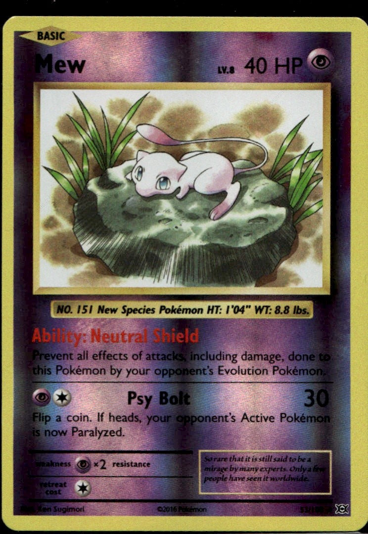 Mew Reverse Holofoil Holo Rare XY - Evolutions 53/108 LP