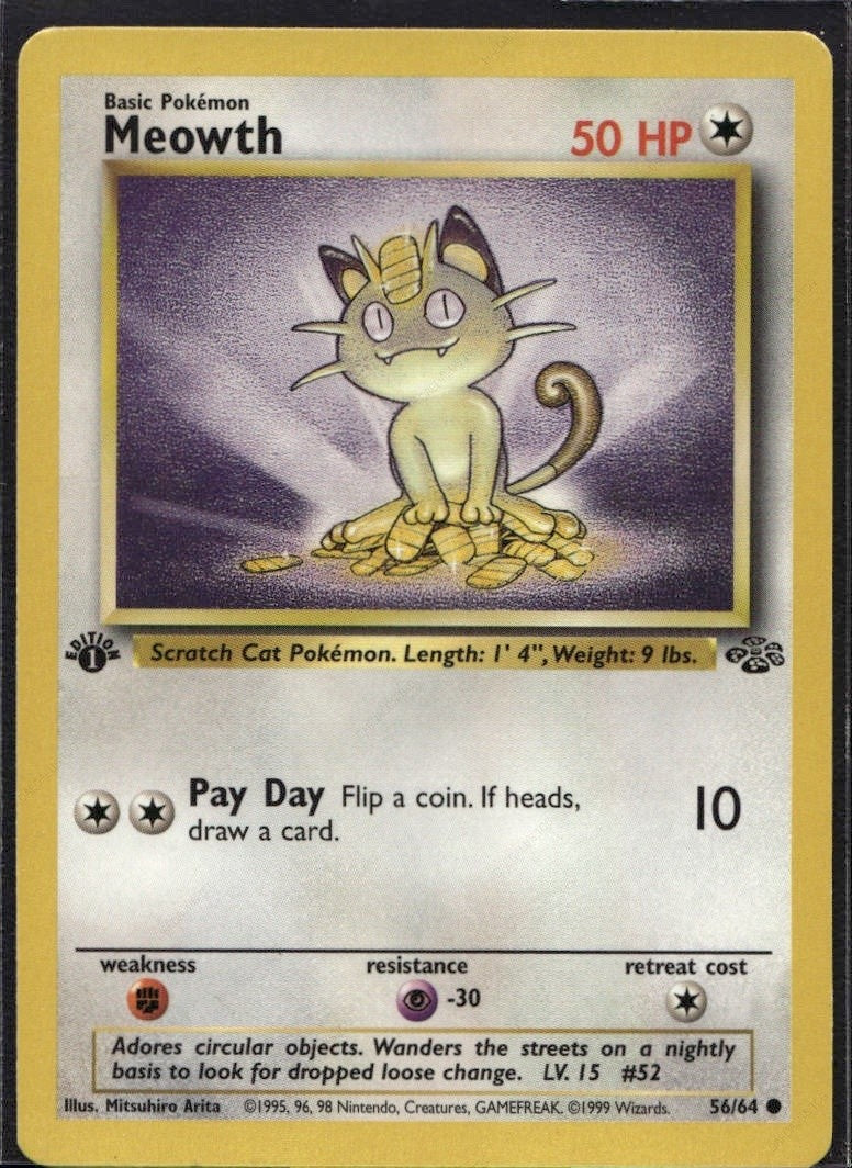 Meowth 1st Edition Common Jungle 56/64 NM