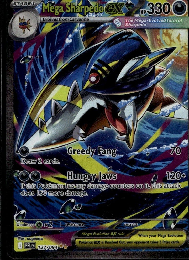 Mega Sharpedo ex - 127/094 Holofoil ME02: Phantasmal Flames 127/094 NM