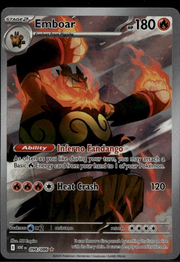 Emboar - 098/086 Illustration Rare SV: White Flare 098/086 NM