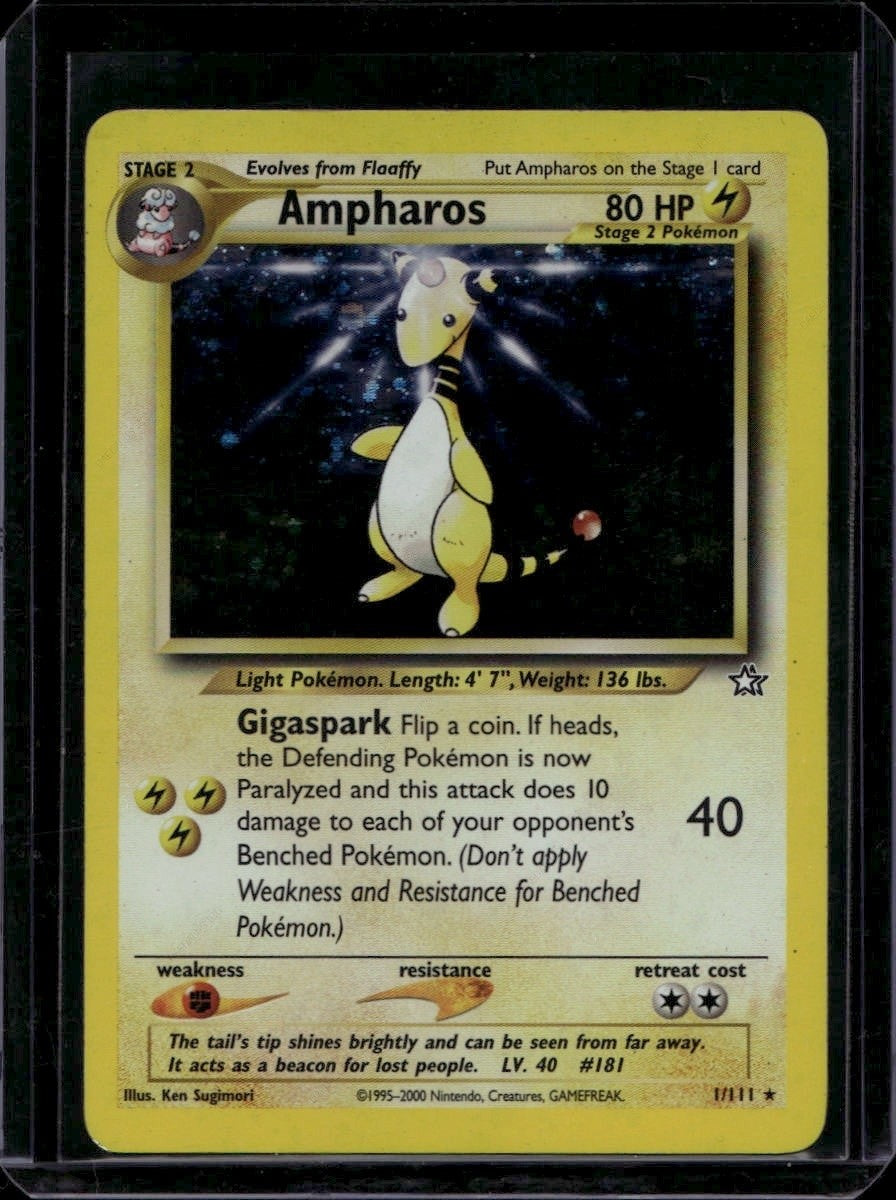 Ampharos Unlimited Holofoil Holo Rare Neo Genesis 001/111 LP