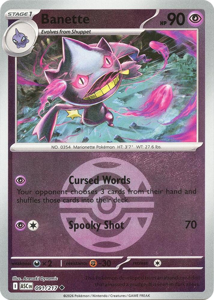 Banette - 091/217 (Dusk Ball) — ME: Ascended Heroes