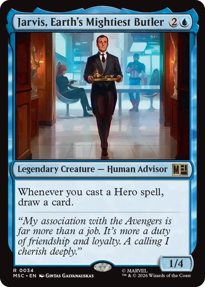 Jarvis, Earth's Mightiest Butler (Surge Foil) — Commander: Marvel Super Heroes