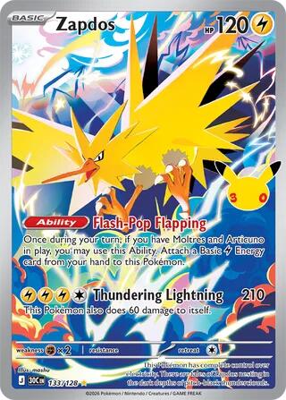 Zapdos - 133/128 — ME: 30th Celebration