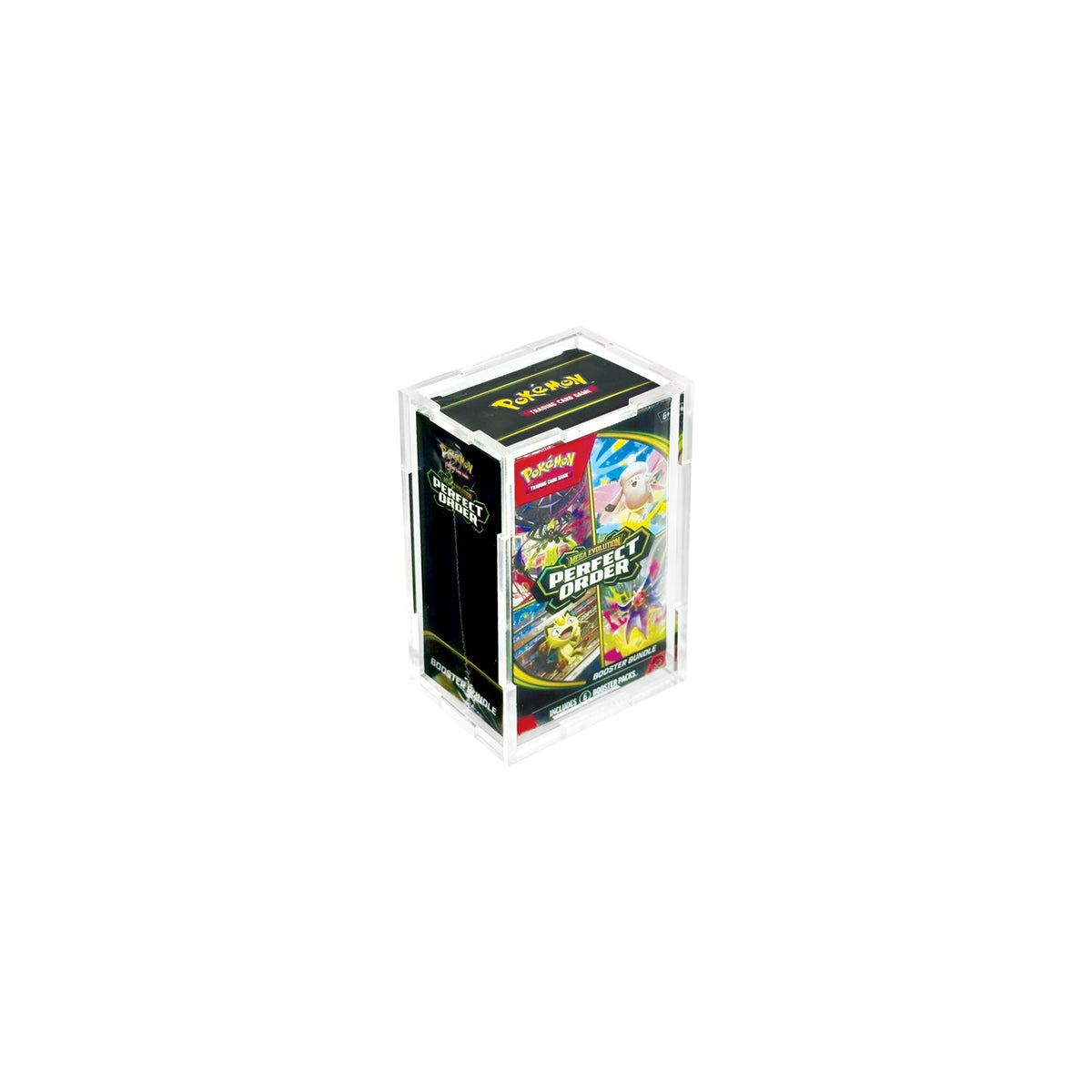 Acrylic display case for Pokémon Tall Booster Bundle, angled view